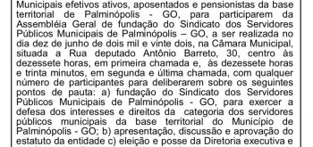 EDITAL DE CONVOCAÇÃO DE ASSEMBLÉIA GERAL DE FUNDAÇÃO DE SINDICATO