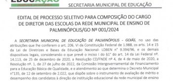 EDITAL PROCESSO SELETIVO EDUCAÇÃO – Nº 001/2024