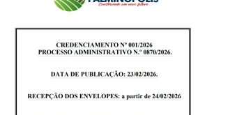 CREDENCIAMENTO Nº 001/2026 – PROCESSO ADMINISTRATIVO N.º 0870/2026.